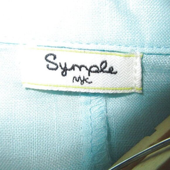 Symple 100% Linen Top Size M Tunic Button Up High Low Lagenook Beachy Coastal - Picture 5 of 12